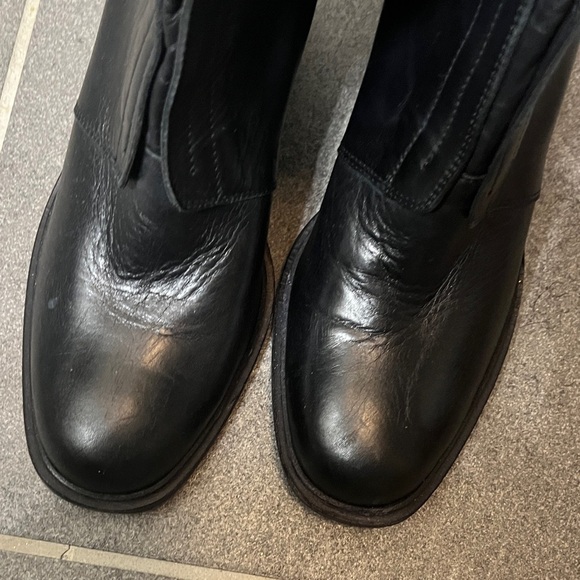 LD Tuttle women’s Sz 9 Black Leather Ankle Booties boots chunky whimigroth - Picture 5 of 11